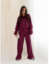 Komplet dzianinowy z szerokimi spodniami MILENA - bordowy