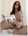 Komplet dzianinowy z szerokimi spodniami MILENA - cappuccino