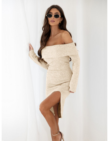 Dzianinowa sukienka hiszpanka MARCELINE - beżowa