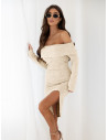 Dzianinowa sukienka hiszpanka MARCELINE - beżowa