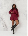 Rozkloszowana sukienka mini CLEO - bordowa