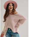 Sweter oversize z domieszką wełny PEDRO - pudrowy róż