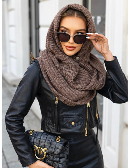 Czapkoszal z domieszką wełny baclava BRETA - czekoladowy