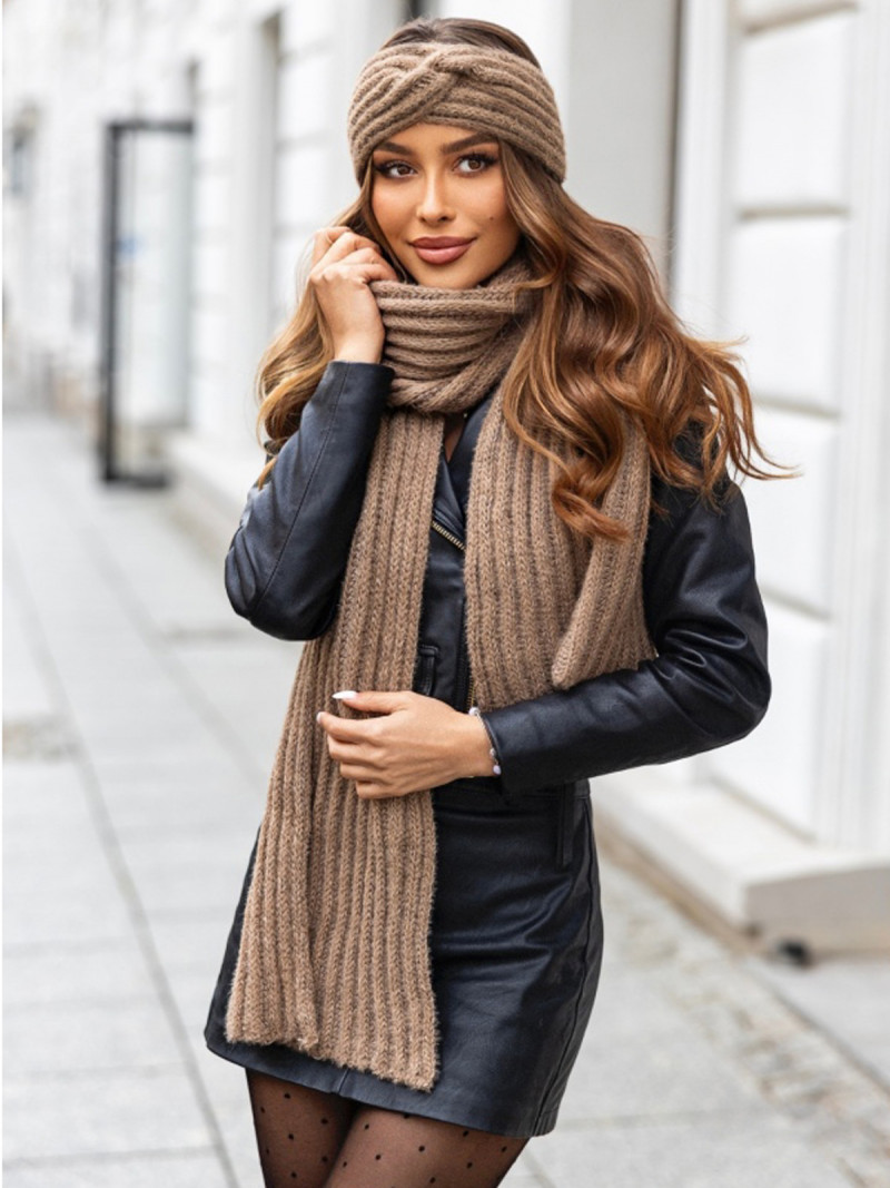 Komplet szalik i opaska VELLMA - cappuccino