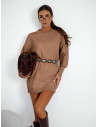 Sweter sukienka dzianinowa PRIJA - mocha mousse
