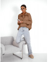 Sweter oversize z zamkiem na dekolcie AYLE - mocha mousse