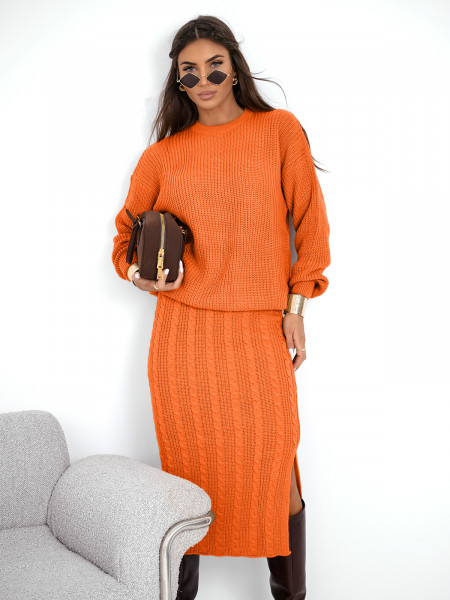 Komplet dzianinowy ze spódnicą XANTI - orange 2
