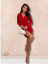 Dopasowana sukienka z marszczeniem - MARCELIE - czerwona