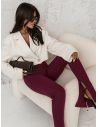Dopasowane legginsy z pęknięciem na nogawce MELE - bordowe
