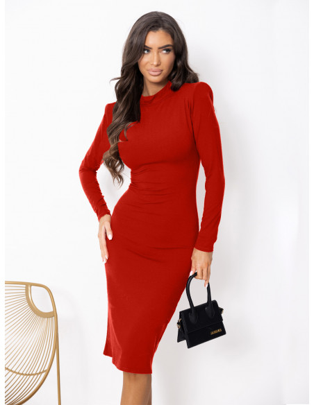 Dopasowana sukienka midi z wiskozy AFFI - czerwona