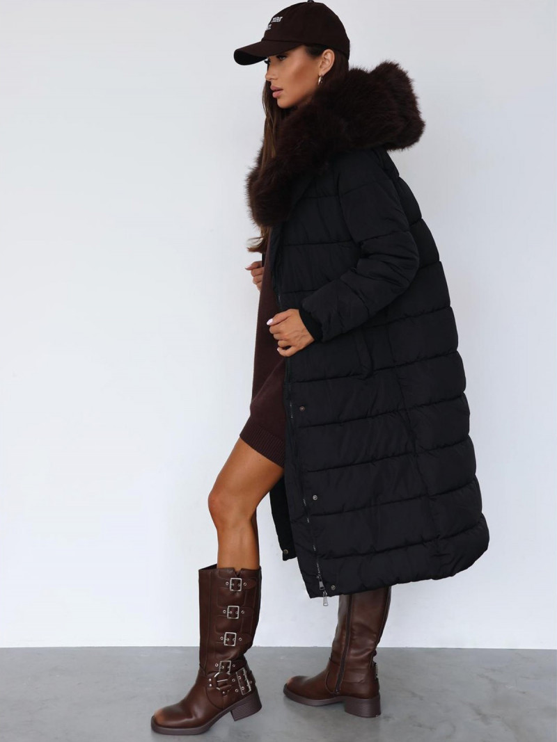 Pikowana długa kurtka z kapturem RYAN...