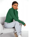 Prążkowany sweter golf z wiskozą TORIA  - butelkowa zieleń