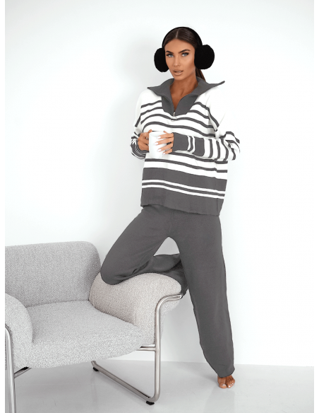 Komplet dzianinowy z szerokimi spodniami DAZJA - wzór 2