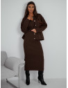 Dzianinowy komplet z sukienką midi SHAVON - czekoladowy