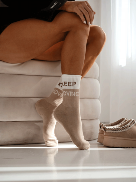 Skarpetki damskie półfrotte KEEP MOVING - beżowe