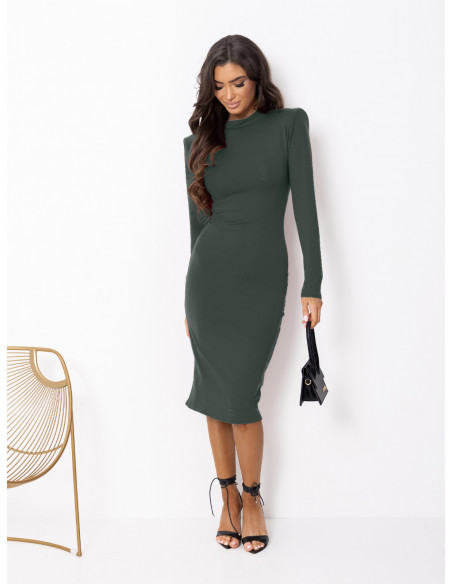 Dopasowana sukienka midi z wiskozy AFFI - khaki