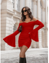 Sukienka mini z odkrytymi ramionami ELAMIA - czerwona
