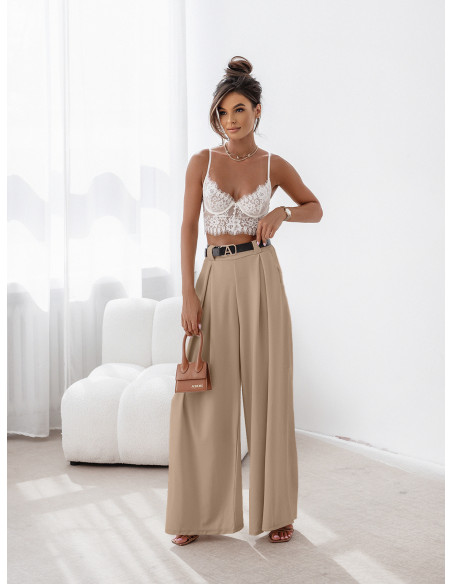 Spodnie z szeroką nogawką LIBERTY - beżowe