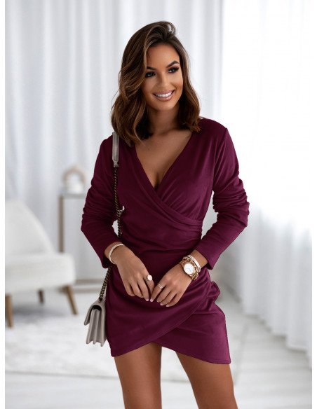 Dopasowana welurowa sukienka BELISSI - bordowa