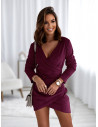 Dopasowana welurowa sukienka BELISSI - bordowa