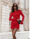 Wiskozowa sukienka mini z marszczonym dołem IRLA - czerwona