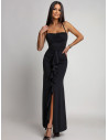 Dopasowana maxi sukienka na ramiączkach KORTA - czarna