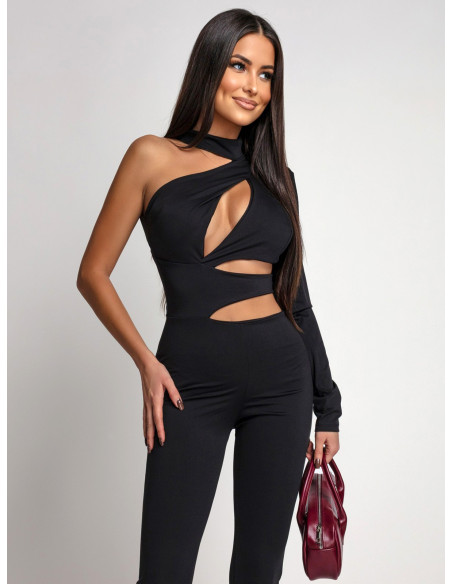 Asymetryczny kombinezon z wycięciami NOLTI - czarny