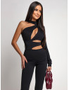 Asymetryczny kombinezon z wycięciami NOLTI - czarny