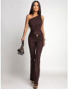 Asymetryczny dopasowany kombinezon TIKALA - czekoladowy