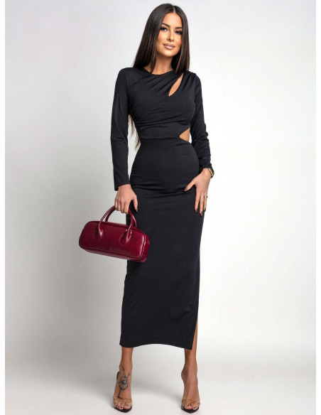 Dopasowana maxi sukienka z wycięciami VASZTI - czarna