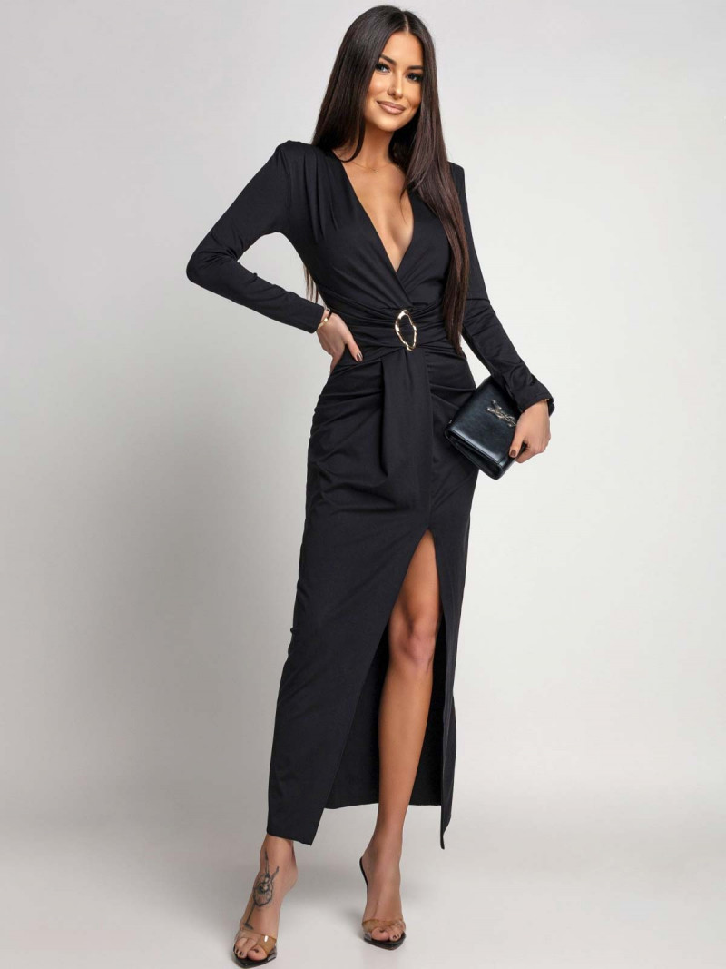 Maxi sukienka z głębokim dekoltem MILLA - czarna