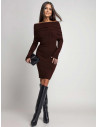 Dzianinowa sukienka z odkrytymi ramionami SOLI - czekoladowa
