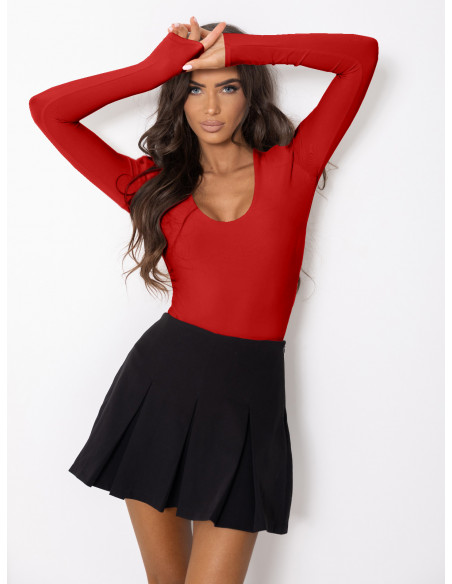Body z wiskozy z dekoltem V SORELIA - czerwone