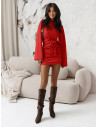 Masełkowa sukienka mini z wiązaniem MERE - czerwona