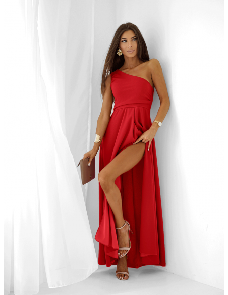 Sukienka maxi na jedno ramię SAVERA - czerwona