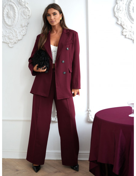 Stylowy garnitur marynarka i spodnie PERCY - bordowy