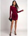 Sukienka mini z odkrytymi plecami EFODIA - bordowa