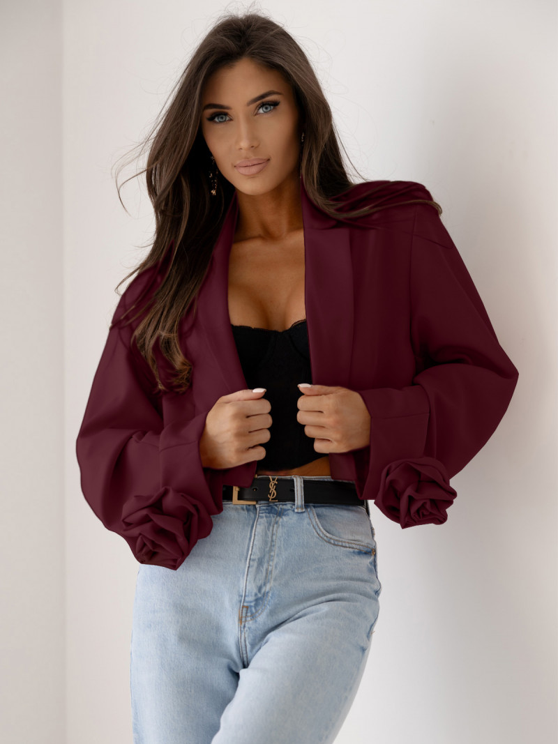 Krótka marynarka oversize z różą na...