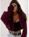 Krótka marynarka oversize z różą na rękawie MALLA - bordowa