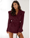 Elegancka długa marynarka z wiązaniem ARSJA - bordowa