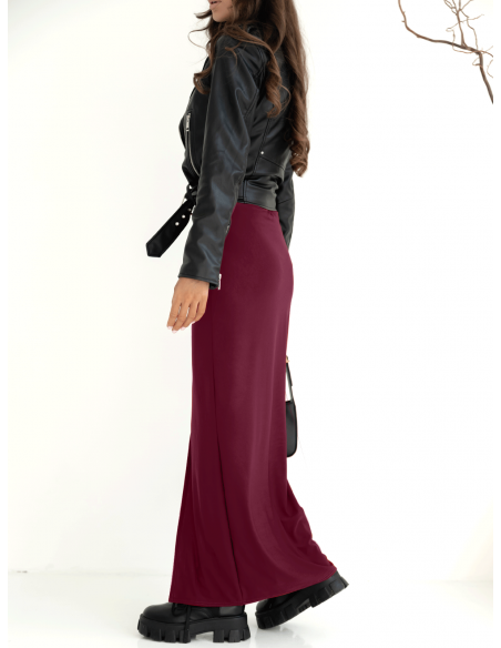 Spódnica maxi z rozcięciem VALA - bordowa