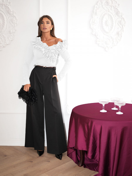 Wiskozowa bluzka z falbanami ORNELLA - biała 2