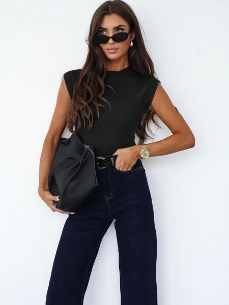 Dzianinowa bluzka z wiskozą SHAYLA - czarna