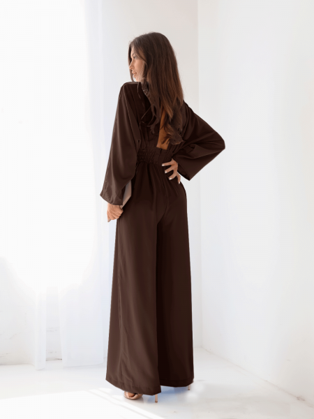 Kombinezon z szerokimi nogawkami LACEY - czekoladowy 2