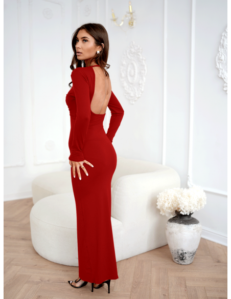 Maxi sukienka z odkrytymi plecami LORETA - czerwona
