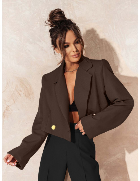 Elegancka krótka marynarka ASIJA - czekoladowa