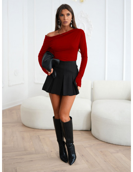 Wiskozowa bluzka z odkrytym ramieniem WILMA - czerwona