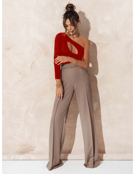 Body na jedno ramię z wycięciem ANVIS - czerwone