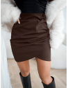 Spódnica mini przekładana z marszczeniem DORSA - czekoladowa