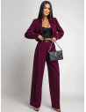 Garnitur krótka marynarka i szerokie spodnie FENZO - bordowy